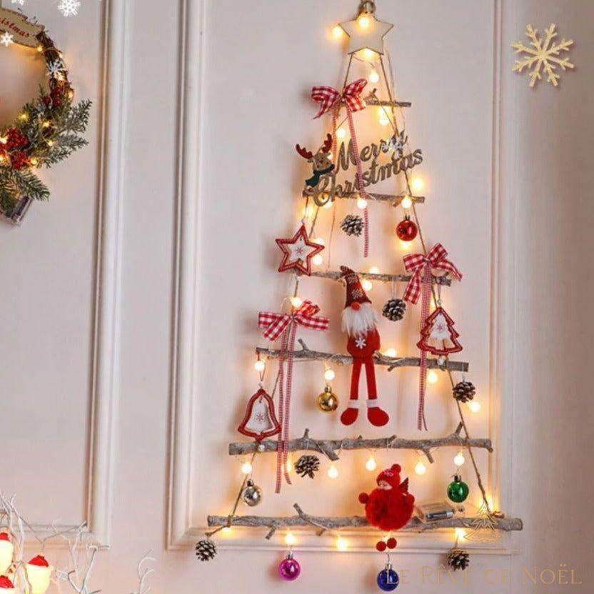 Sapin de noël mural lumineux rouge